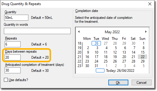 Drug Quantity and Repeats Days Between Repeats