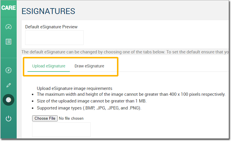 Esignatures Tabs