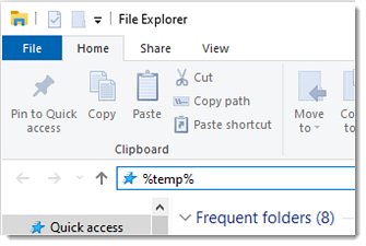 Locate temp folder