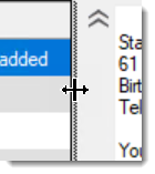 Example resize handle on the divider between the list and preview