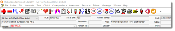 Example Clinical Toolbar