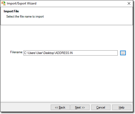Import file window