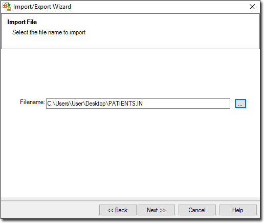Import file window