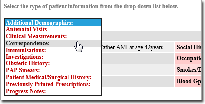 List type of patient information