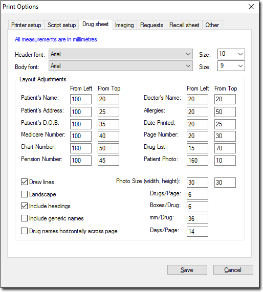 Drug sheet tab