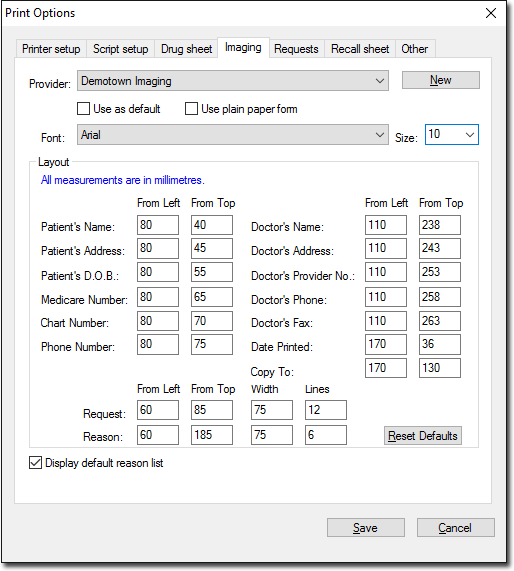 Imaging tab