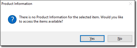 No PI available for selected item