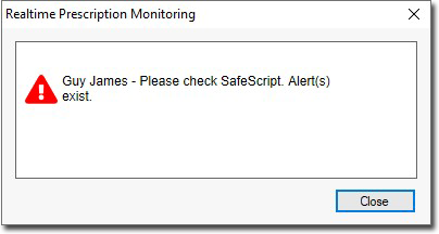 Example RTPM window displaying red alert message