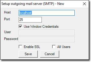 Setup SMTP window