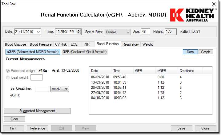 Renal Function calculator