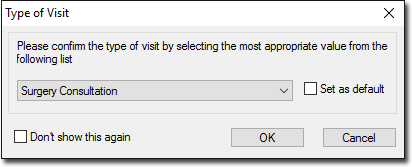 Type of visit panel