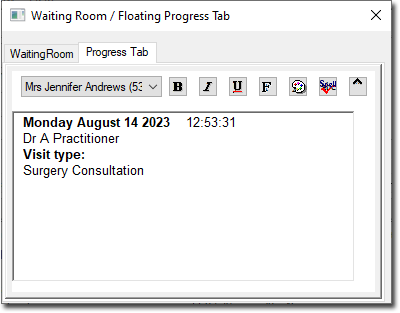 Waiting room or floating progress tab