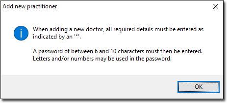 Add New Practitioner window