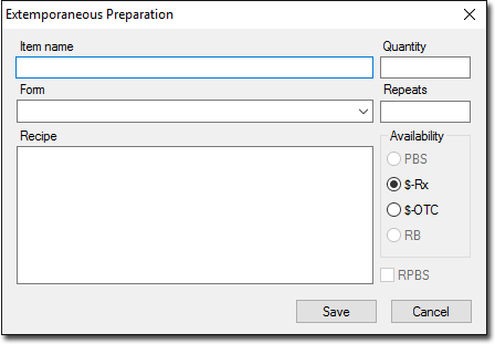 Extemporaneous Preparation panel