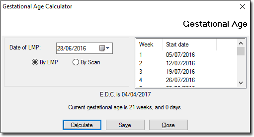 Gestational Age Calculator tool