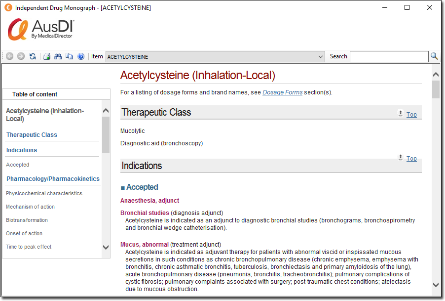 Product information window