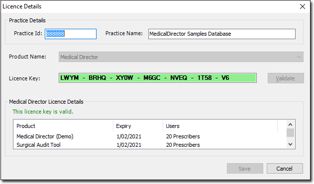 License details panel