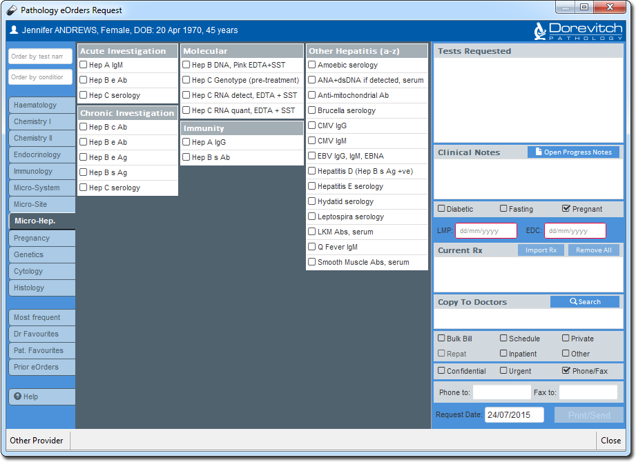 The eOrders interface.